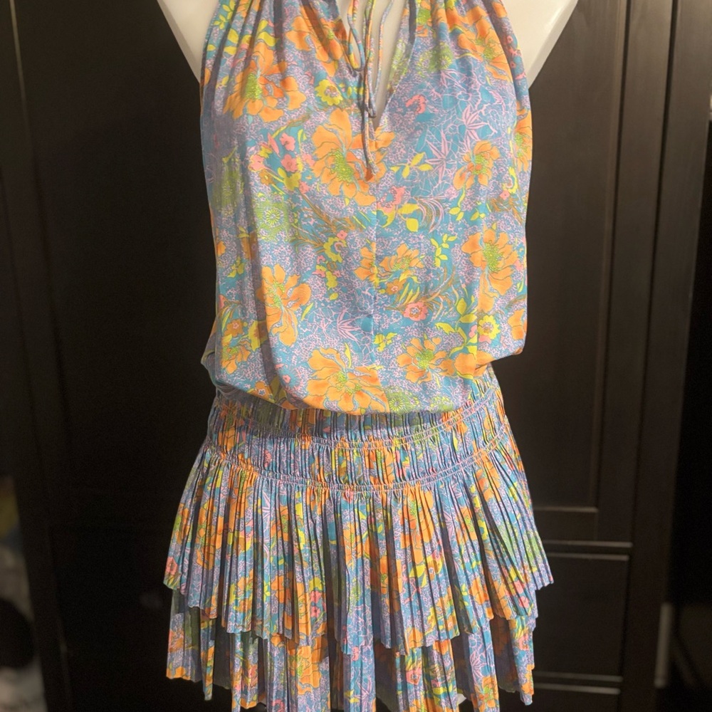 Current Air Blue and Orange Floral Mini Dress